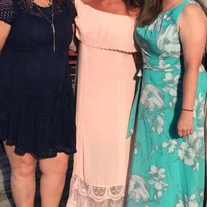 Pink off the shoulder dress - size small